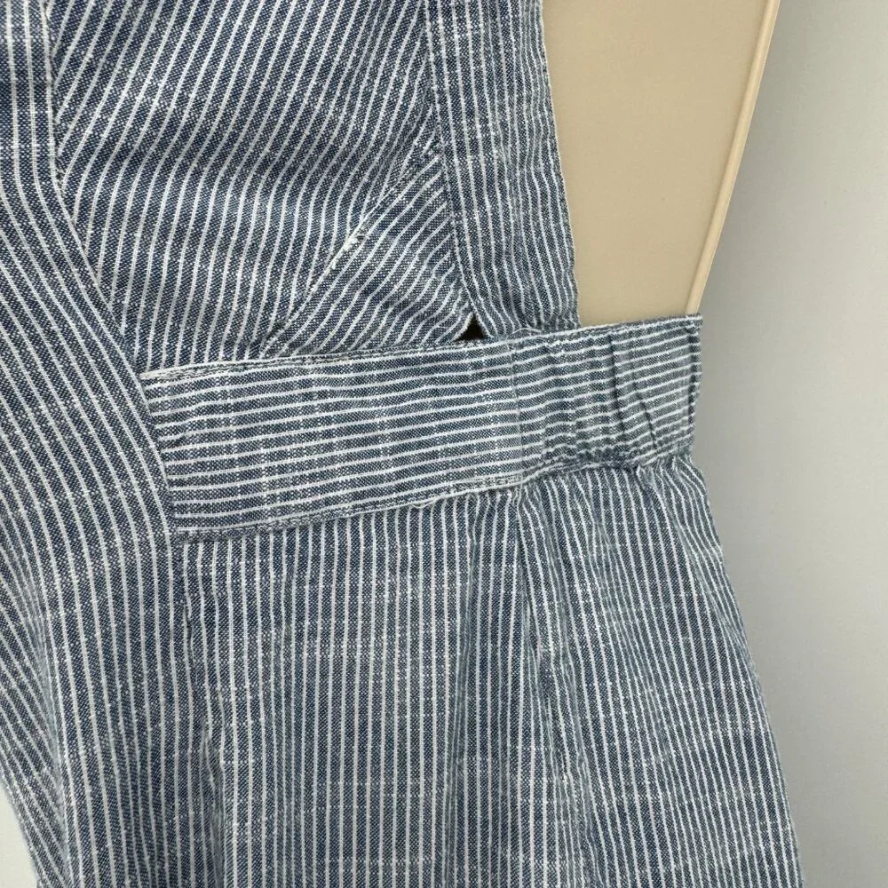 JAPNA Women's Size M Romper Jumpsuit Blue Striped straight  Leg 100% Cotton Casu - Picture 6 of 14